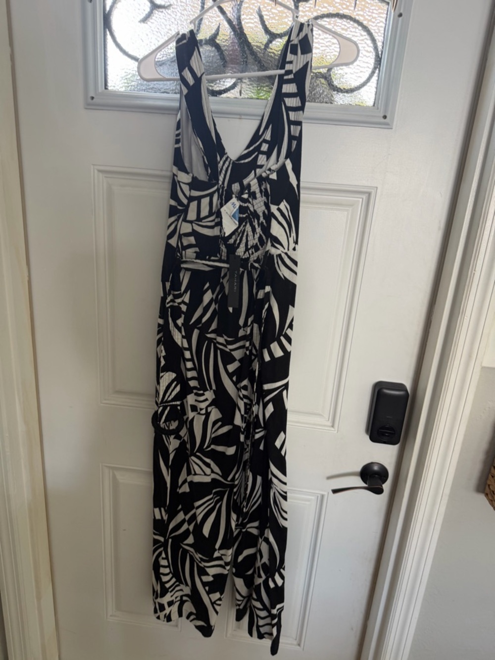 Tahari Black and White Printed Maxi Dress